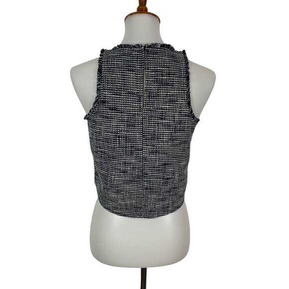 Zara XS Blue Tweed Sleeveless Top Cropped Career Officewear Y2K - Picture 4 of 5